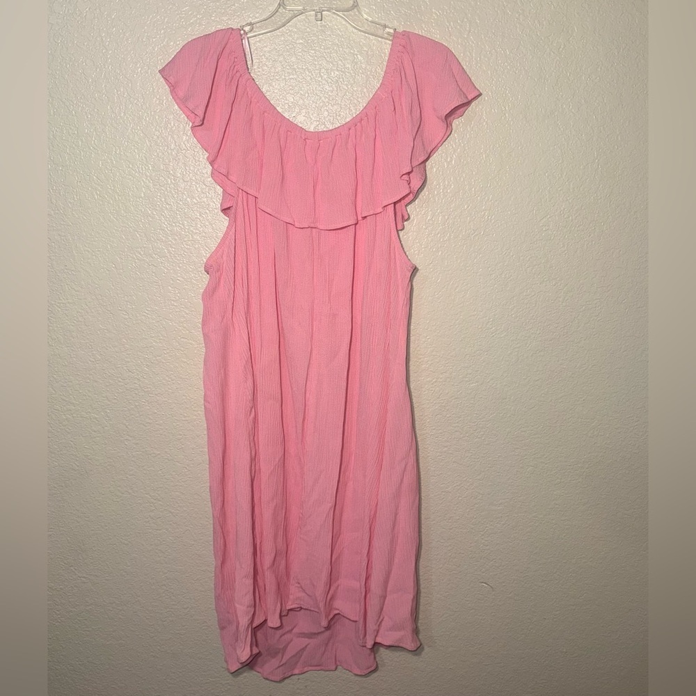 Pink Ruffle Dress Women’s 3X Flowy Cottagecore Feminine Summer - Picture 7 of 13